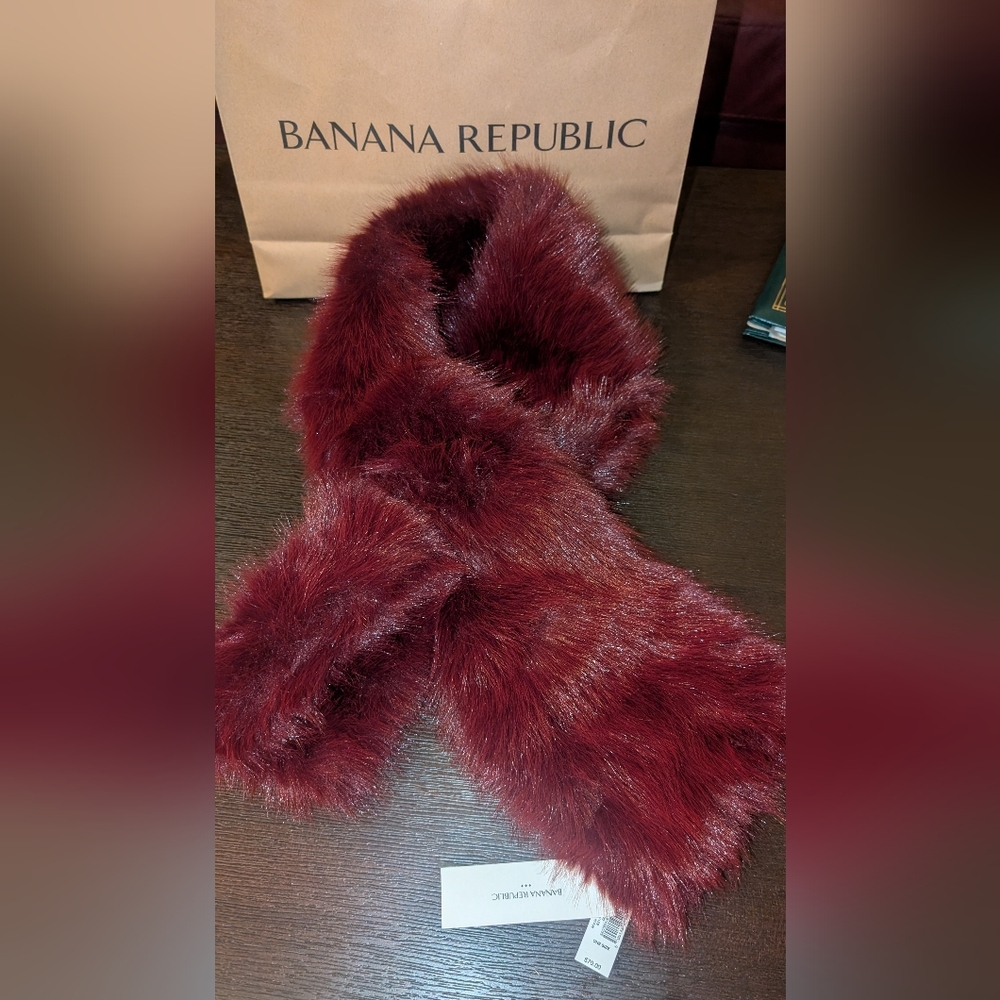 Elegant Burgundy Faux Fur Scarf